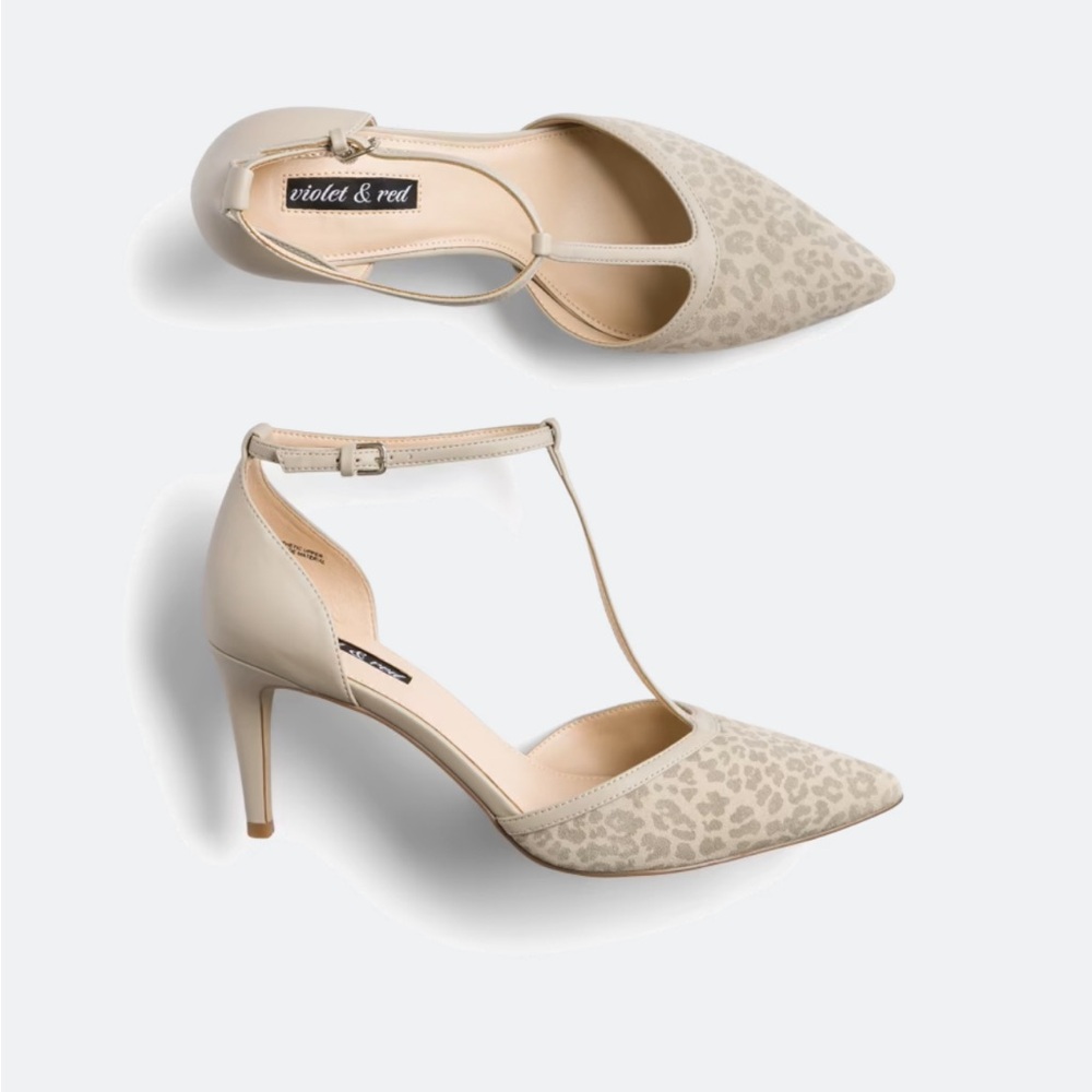 Violet and Red Paisley T Strap Heels